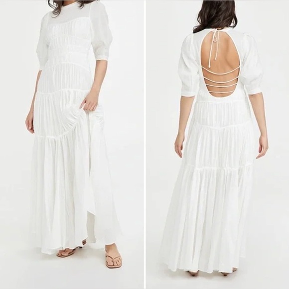 Jonathan Simkhai Fira Ruched Open Back Maxi Dress - Like New - Picture 2 of 7